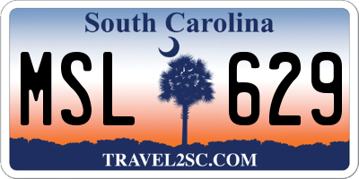 SC license plate MSL629