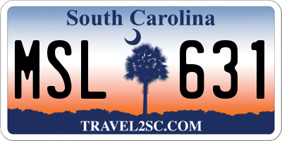 SC license plate MSL631