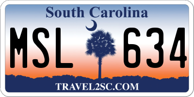 SC license plate MSL634
