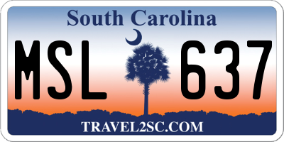 SC license plate MSL637