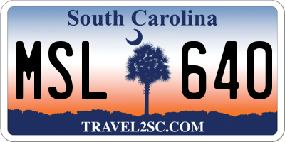 SC license plate MSL640