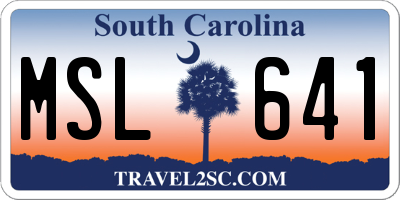 SC license plate MSL641