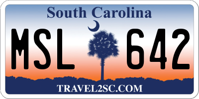 SC license plate MSL642
