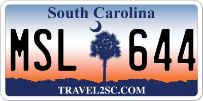 SC license plate MSL644