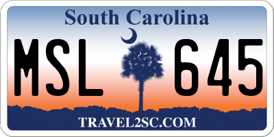 SC license plate MSL645
