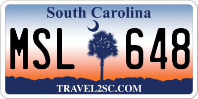 SC license plate MSL648