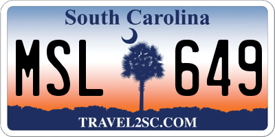 SC license plate MSL649