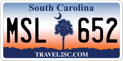 SC license plate MSL652