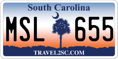 SC license plate MSL655