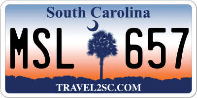 SC license plate MSL657