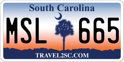 SC license plate MSL665