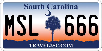 SC license plate MSL666