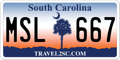 SC license plate MSL667