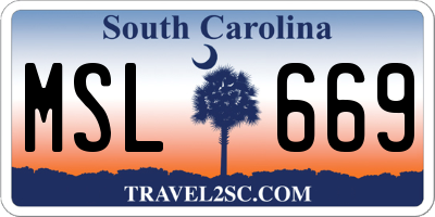 SC license plate MSL669