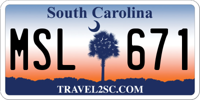 SC license plate MSL671
