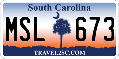 SC license plate MSL673