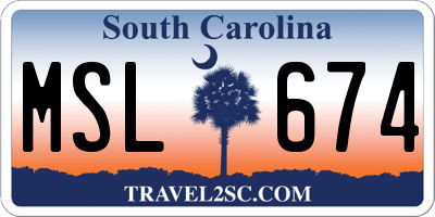 SC license plate MSL674