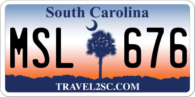 SC license plate MSL676