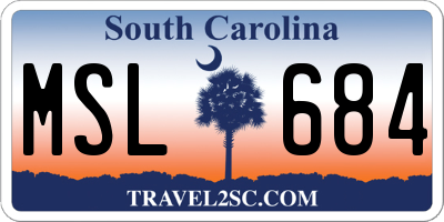 SC license plate MSL684