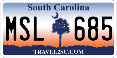 SC license plate MSL685