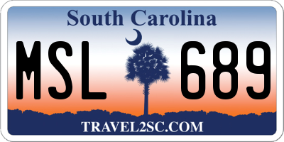 SC license plate MSL689