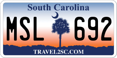 SC license plate MSL692