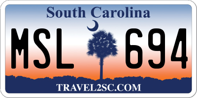 SC license plate MSL694