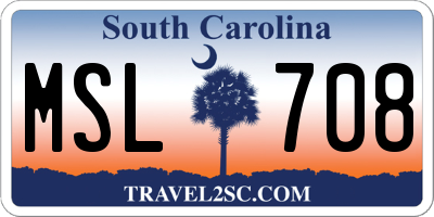 SC license plate MSL708