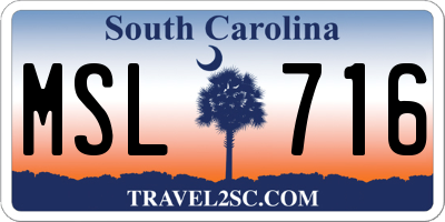 SC license plate MSL716