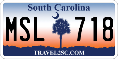 SC license plate MSL718