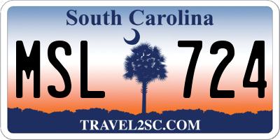 SC license plate MSL724