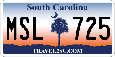 SC license plate MSL725
