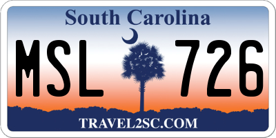 SC license plate MSL726