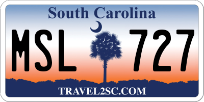 SC license plate MSL727
