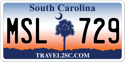 SC license plate MSL729