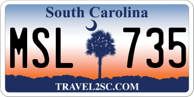 SC license plate MSL735