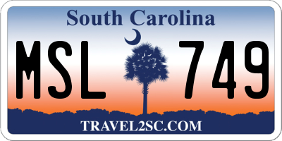 SC license plate MSL749