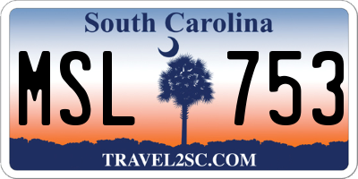 SC license plate MSL753