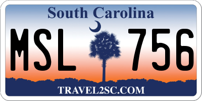 SC license plate MSL756