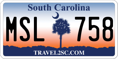 SC license plate MSL758