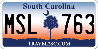 SC license plate MSL763