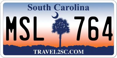 SC license plate MSL764