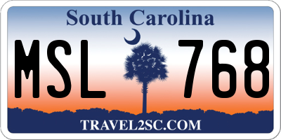 SC license plate MSL768