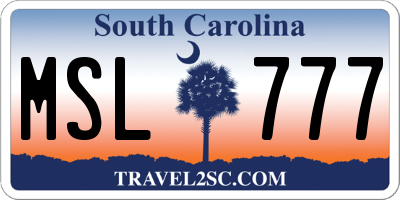 SC license plate MSL777