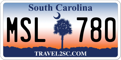 SC license plate MSL780