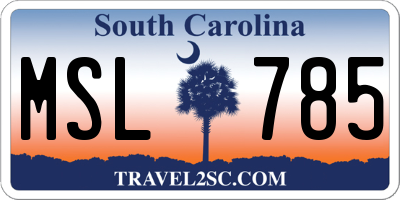 SC license plate MSL785