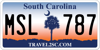 SC license plate MSL787
