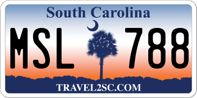 SC license plate MSL788