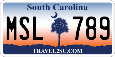 SC license plate MSL789