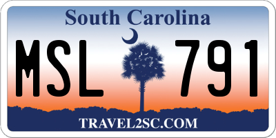 SC license plate MSL791